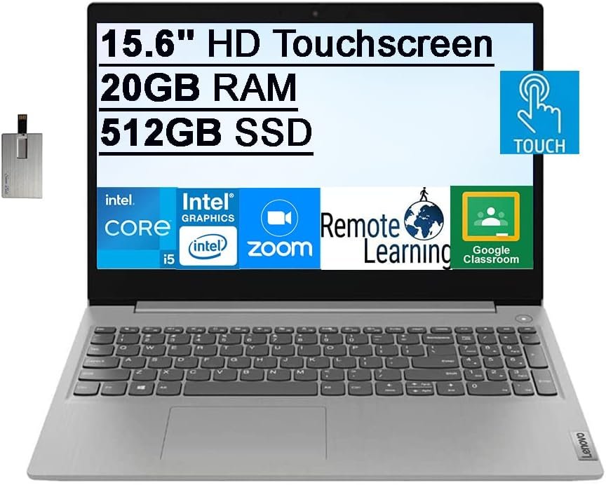 Lenovo 2022 IdeaPad 3 15.6" HD Touchscreen Laptop Computer