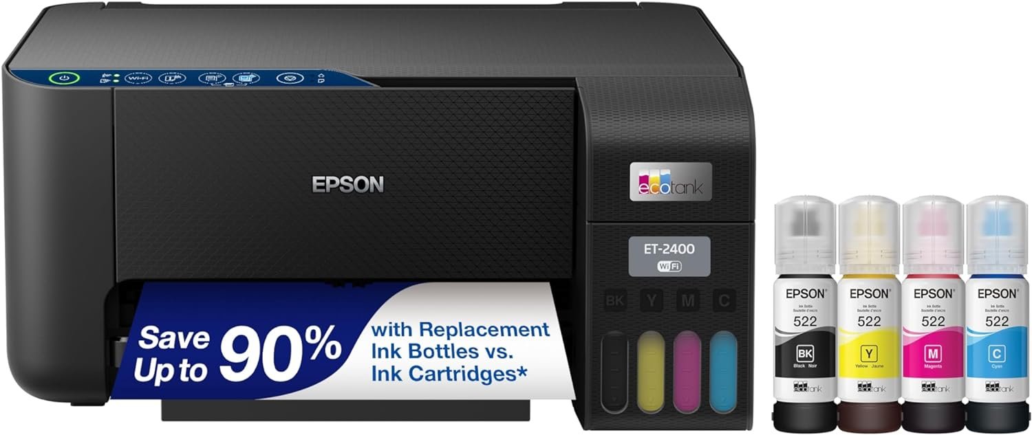 Epson EcoTank ET-2400 Wireless Color All-in-One Cartridge-Free Supertank Printer