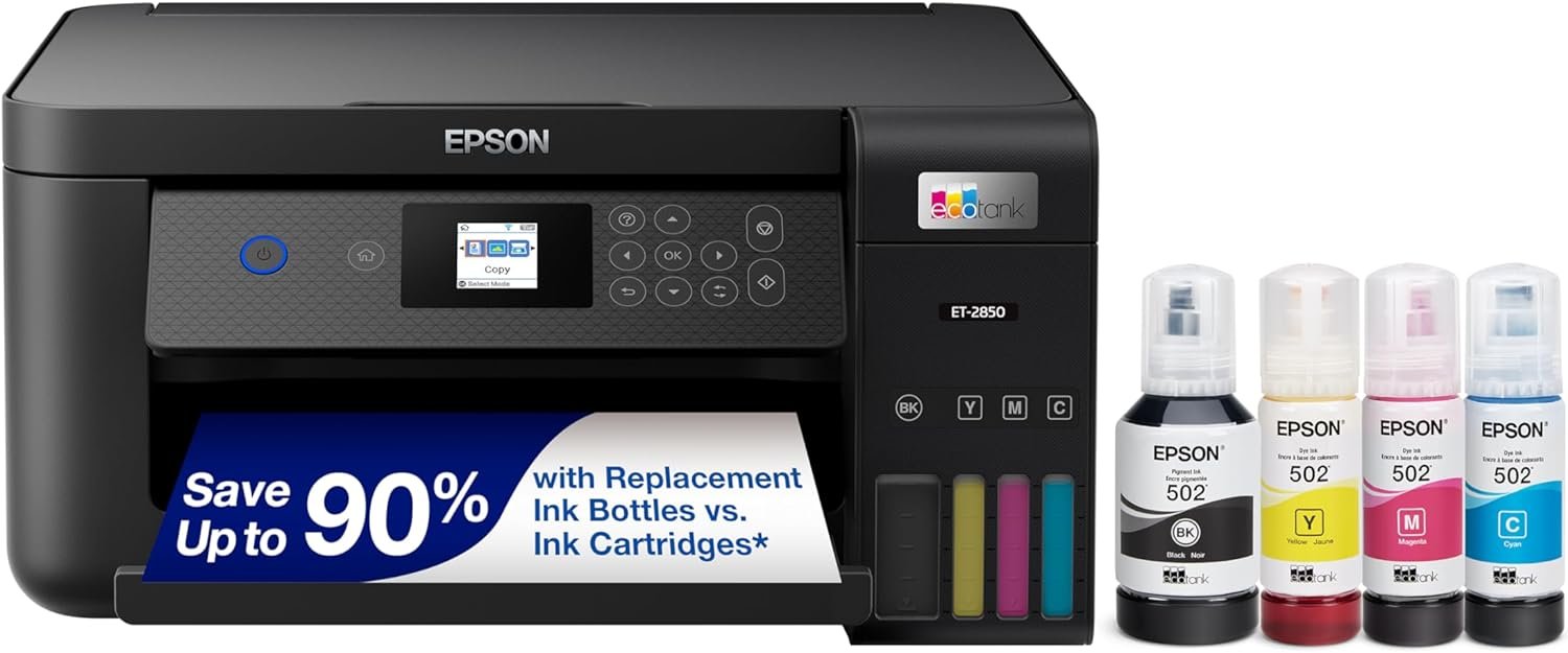 Epson EcoTank ET-2850 Wireless Color All-in-One Cartridge-Free Supertank Printer